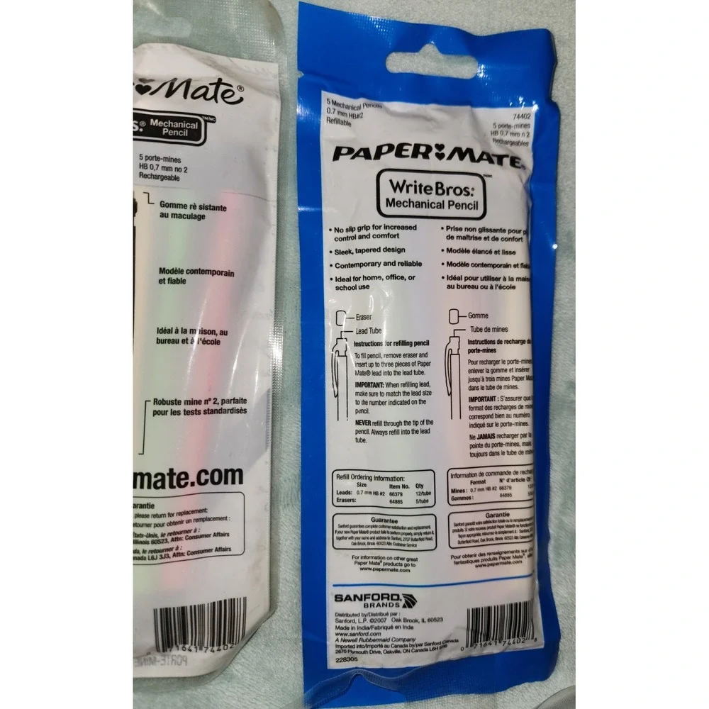 Lot of 9 Paper Mate Write Bros Pack Of 5 Mechanical Pencils 0.7 mm,#2 (45 total)
